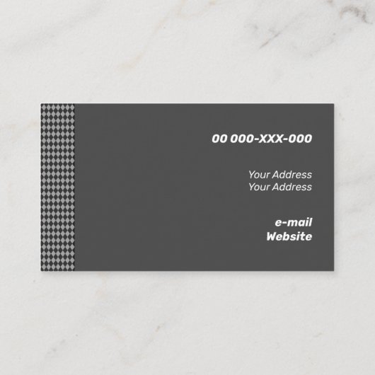 Fine Black Monochrome Small Rhombus Visitekaartje (Achterkant)