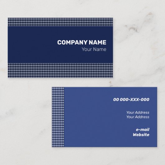 Fine Blue Monochrome Small Rhombus Visitekaartje (Voorkant / Achterkant)