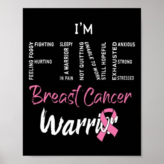 Fine Breast Cancer Warrior Pink Ribbon Borstkanker Poster (Voorkant)