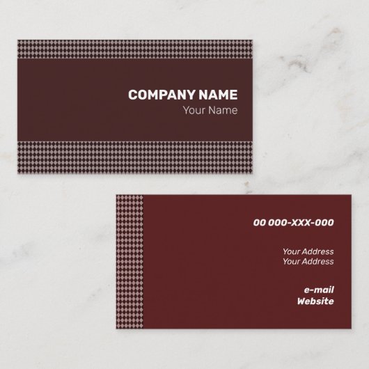 Fine Brown Monochrome Small Rhombus Visitekaartje (Voorkant / Achterkant)