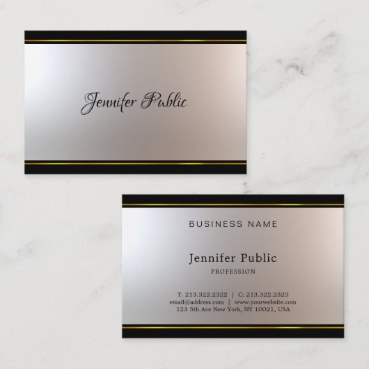 Fine Calligraphy Script Attraction Black and Gold Visitekaartje (Voorkant / Achterkant)