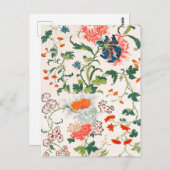 Fine Chinese silk flower design mid 18th century Briefkaart (Voorkant / Achterkant)