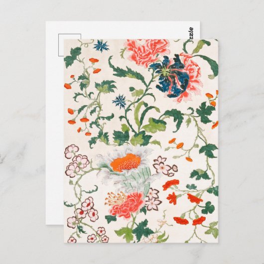 Fine Chinese silk flower design mid 18th century Briefkaart (Voorkant / Achterkant)