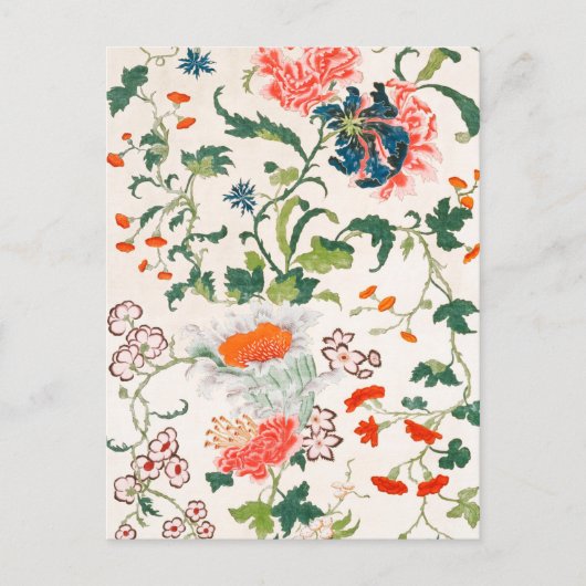 Fine Chinese silk flower design mid 18th century Briefkaart (Voorkant)