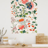 Fine Chinese silk flower design mid 18th century Poster (Keuken)