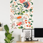 Fine Chinese silk flower design mid 18th century Poster (Thuiskantoor)