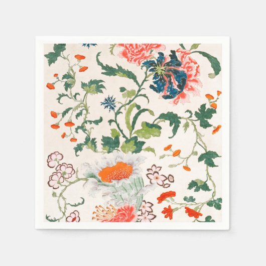 Fine Chinese silk flower design mid 18th century Servet (Voorkant)