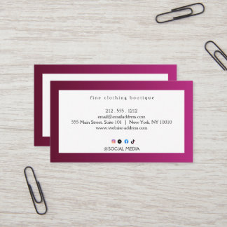 Fine Clothing Boutique Business Card Modern  Visitekaartje