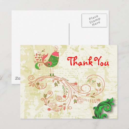 Fine Cool Cute Girly Retro Floral Mode Briefkaart (Voorkant / Achterkant)