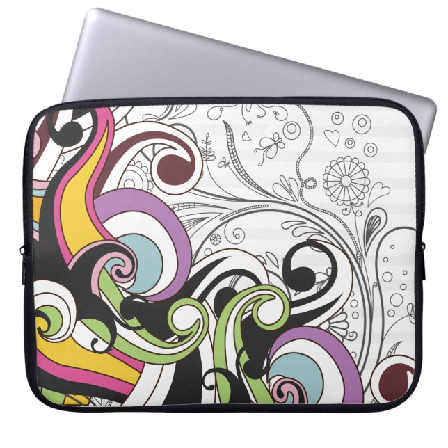 Fine Cool Cute Girly Retro Floral Mode Laptop Sleeve (Voorkant)