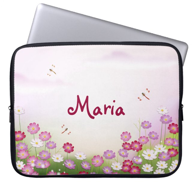 Fine Cool Cute Girly Retro Floral Mode Laptop Sleeve (Voorkant)