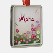 Fine Cool Cute Girly Retro Floral Mode Metalen Ornament (Rechts)