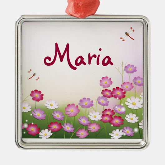 Fine Cool Cute Girly Retro Floral Mode Metalen Ornament (Voorkant)