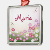 Fine Cool Cute Girly Retro Floral Mode Metalen Ornament (Links)