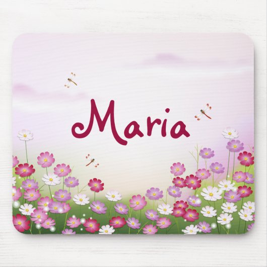 Fine Cool Cute Girly Retro Floral Mode Muismat (Voorkant)