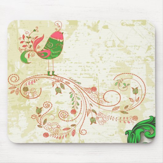 Fine Cool Cute Girly Retro Floral Mode Muismat (Voorkant)