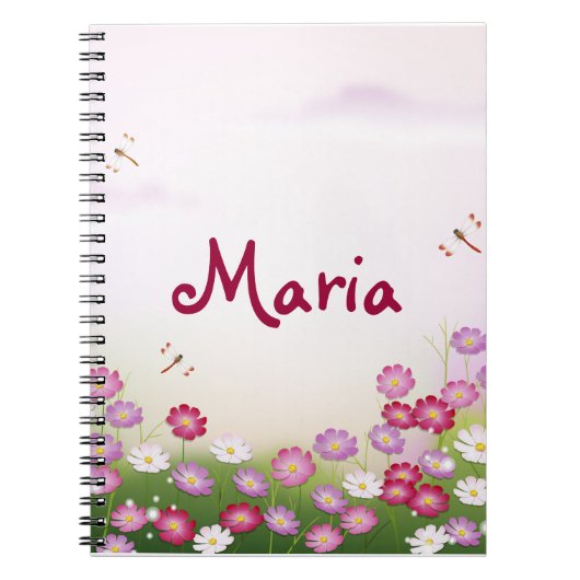 Fine Cool Cute Girly Retro Floral Mode Notitieboek (Voorkant)