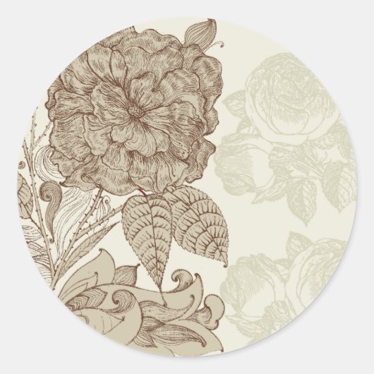 Fine Cool Cute Girly Retro Floral Mode Ronde Sticker (Voorkant)
