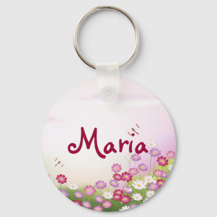Fine Cool Cute Girly Retro Floral Mode Sleutelhanger