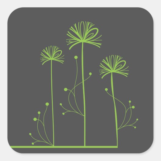 Fine Cool Cute Girly Retro Floral Mode Vierkante Sticker (Voorkant)