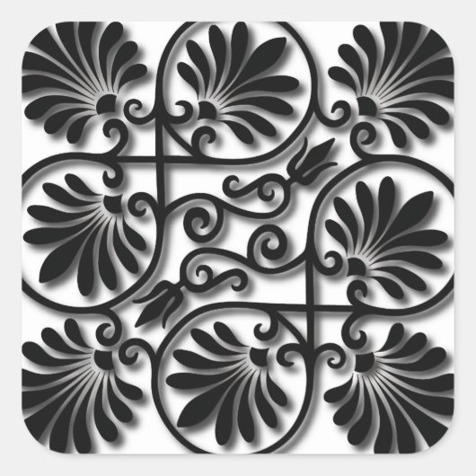 Fine Cool Cute Girly Retro Floral Mode Vierkante Sticker (Voorkant)