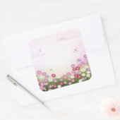 Fine Cool Cute Girly Retro Floral Mode Vierkante Sticker (Envelop)