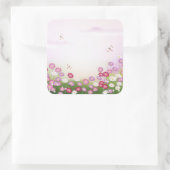 Fine Cool Cute Girly Retro Floral Mode Vierkante Sticker (Tas)