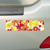 Fine Cool Flowers Cute Girly Retro Floral Bumpersticker (Op auto)