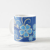 Fine Cool Flowers Cute Girly Retro Floral Koffiemok (Voorkant links)