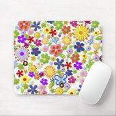 Fine Cool Flowers Cute Girly Retro Floral Muismat (Met muis)