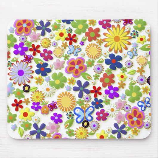 Fine Cool Flowers Cute Girly Retro Floral Muismat (Voorkant)