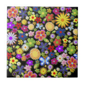 Fine Cool Flowers Cute Girly Retro Floral Tegeltje (Voorkant)