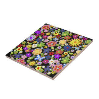Fine Cool Flowers Cute Girly Retro Floral Tegeltje
