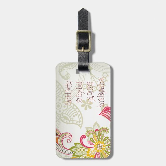 Fine Cute Cool Girly Retro Floral Mode Bagagelabel (Voorkant verticaal)