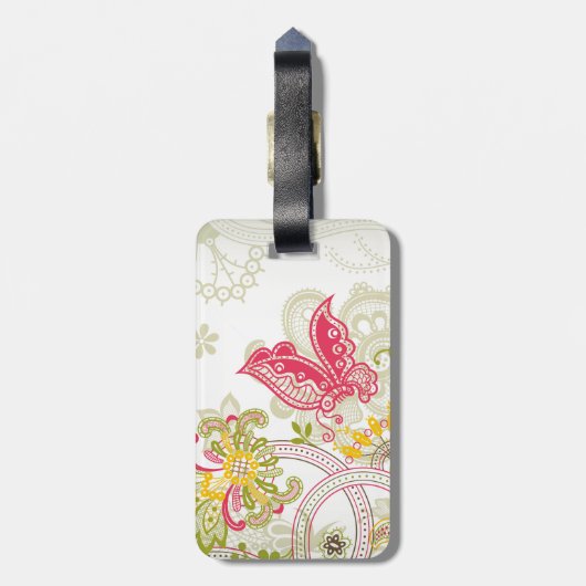 Fine Cute Cool Girly Retro Floral Mode Bagagelabel (Achterkant verticaal)