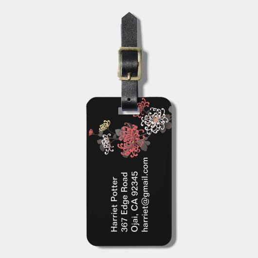 Fine Cute Cool Girly Retro Floral Mode Bagagelabel (Voorkant verticaal)