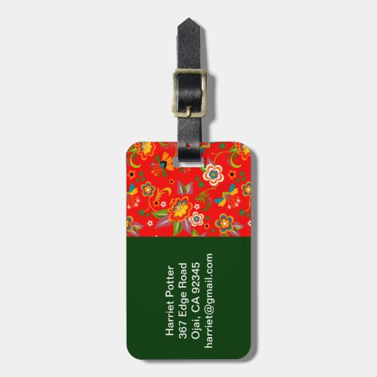 Fine Cute Cool Girly Retro Floral Mode Bagagelabel (Voorkant verticaal)