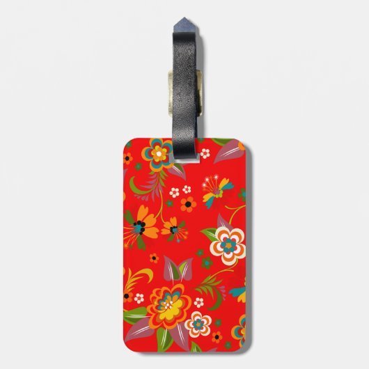 Fine Cute Cool Girly Retro Floral Mode Bagagelabel (Achterkant verticaal)