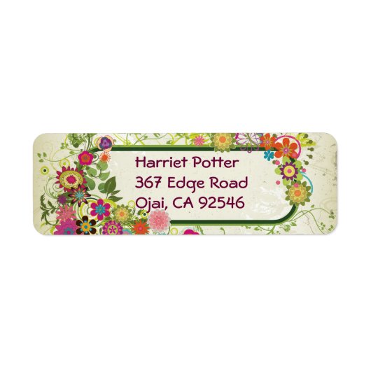 Fine Cute Cool Girly Retro Floral Mode Etiket (Voorkant)