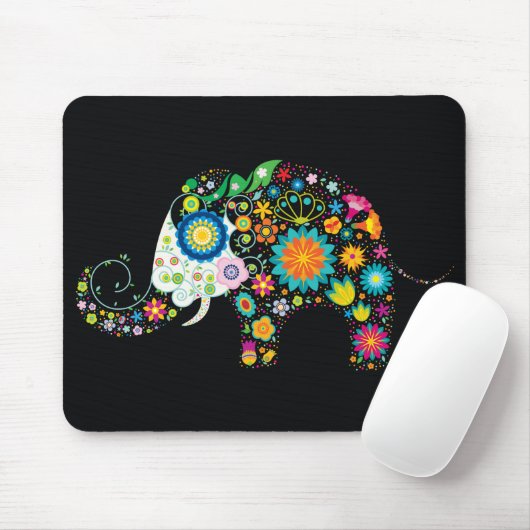 Fine Cute Flower Elephant Floral Mode Muismat (Met muis)