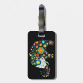 Fine Cute Girly Floral Elephant Bagagelabel (Achterkant verticaal)