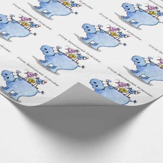 Fine Feathered Friends-Hippo en Vogels Cadeaupapier (Hoek)