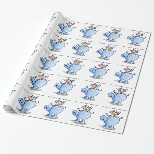 Fine Feathered Friends-Hippo en Vogels Cadeaupapier (Uitgerold)