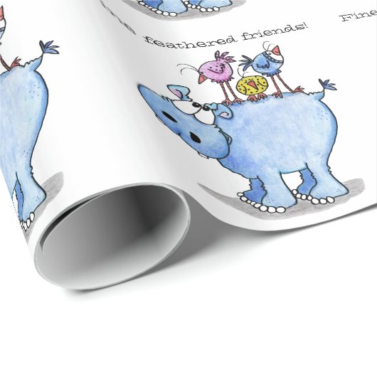 Fine Feathered Friends-Hippo en Vogels Cadeaupapier (Rol Hoek)