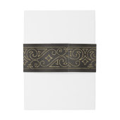Fine Filigree Gold Border Wedding ID871 Uitnodigingen Wikkel (Achterkant Voorbeeld)