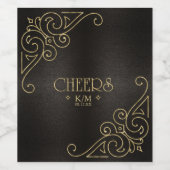 Fine Filigree Gold Wedding Cheers ID871 Wijn Etiket (Enkel label)