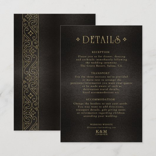 Fine Filigree Gold Wedding Details ID871 Informatiekaartje (Voorkant / Achterkant)