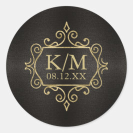 Fine Filigree Gold Wedding ID871 Ronde Sticker