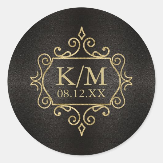 Fine Filigree Gold Wedding ID871 Ronde Sticker (Voorkant)