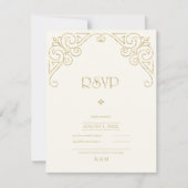 Fine Filigree Gold Wedding ID871 RSVP Kaartje (Voorkant)